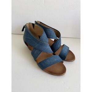 Miz Mooz Leather Cross Strap Candace Sandals Size 41 10-10.5US Blue Boho Western